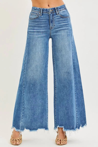 RISEN High Rise Ankle Wide Jeans - Fashions Envy
