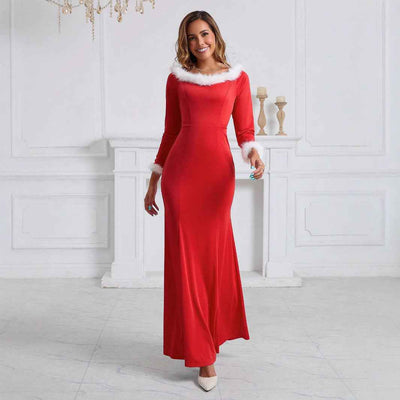 Red Christmas Dress - Elegant Velvet Holiday Party Dress - Fashions Envy