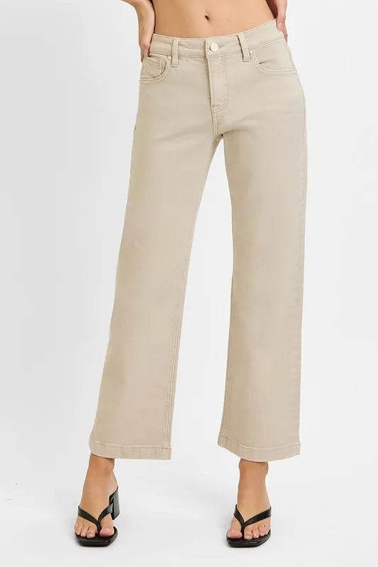 RISEN Full Size Tummy Control Mid Rise Ankle Straight Jeans Plus Size - Fashions Envy