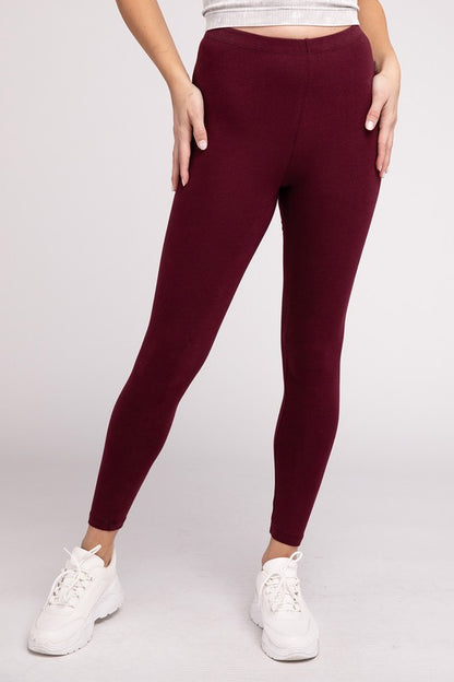 Premium Cotton Elastic Waist Fitted Full-Length Leggings