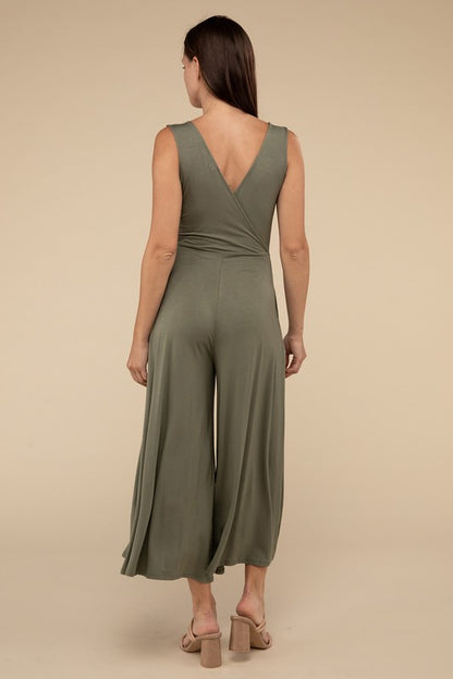 Surplice Neckline Sleeveless Relaxed Jumpsuit