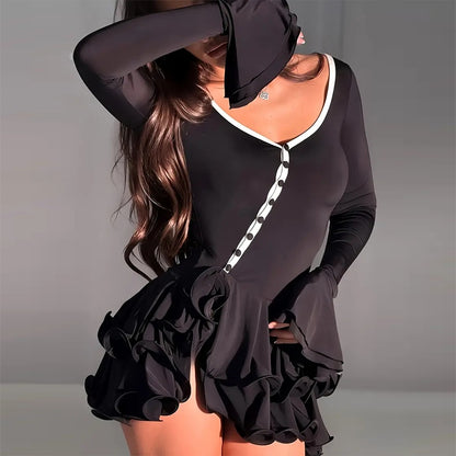 Mini Party Dress - Deep V-Neck Flared Sleeves