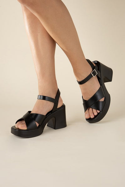 TOUCH-S Crisscross Sandal Heels - Fashions Envy
