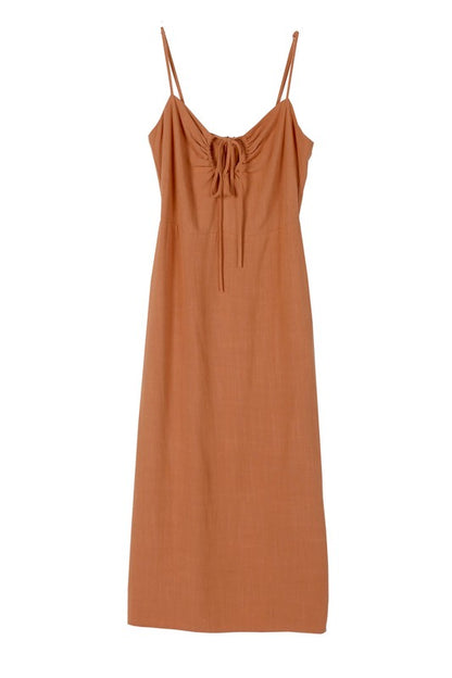 Cut-out Tie Front Sleeveless Slip Mini Dress