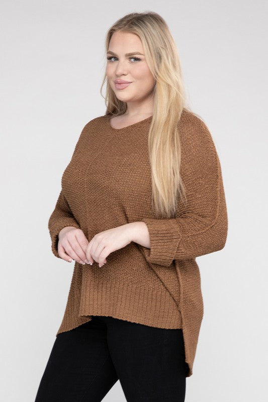 Plus Size Crew Neck Knit Sweater