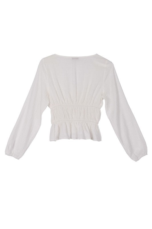 Long Sleeve Sheer Lace Ivory Blouse