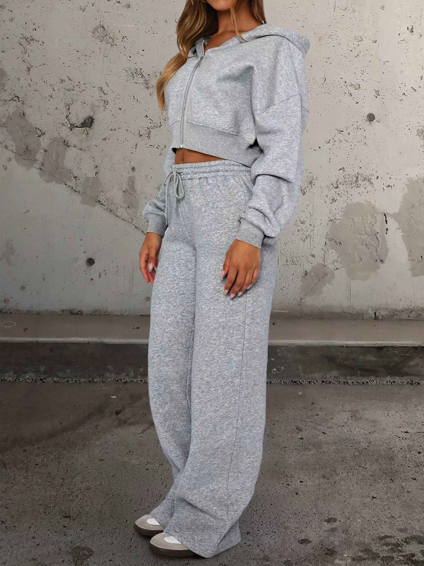 Zip-Up Hoodie & Drawstring Pants - Cozy Lounge Set - Fashions Envy