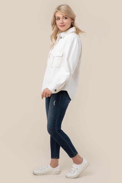 Long Sleeve Denim Shirt with Pocket