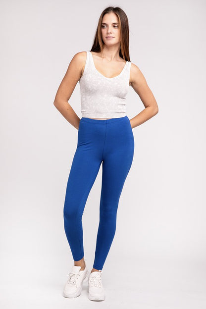 Premium Cotton Elastic Waist Fitted Full-Length Leggings