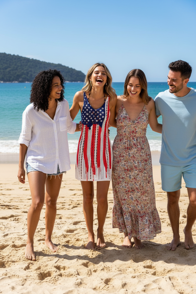 American Flag Knit Cover Up - Candid Beach Lifestyle