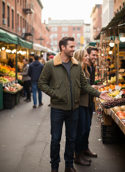 Army Green Bomber Jacket Lifestyle Image 1