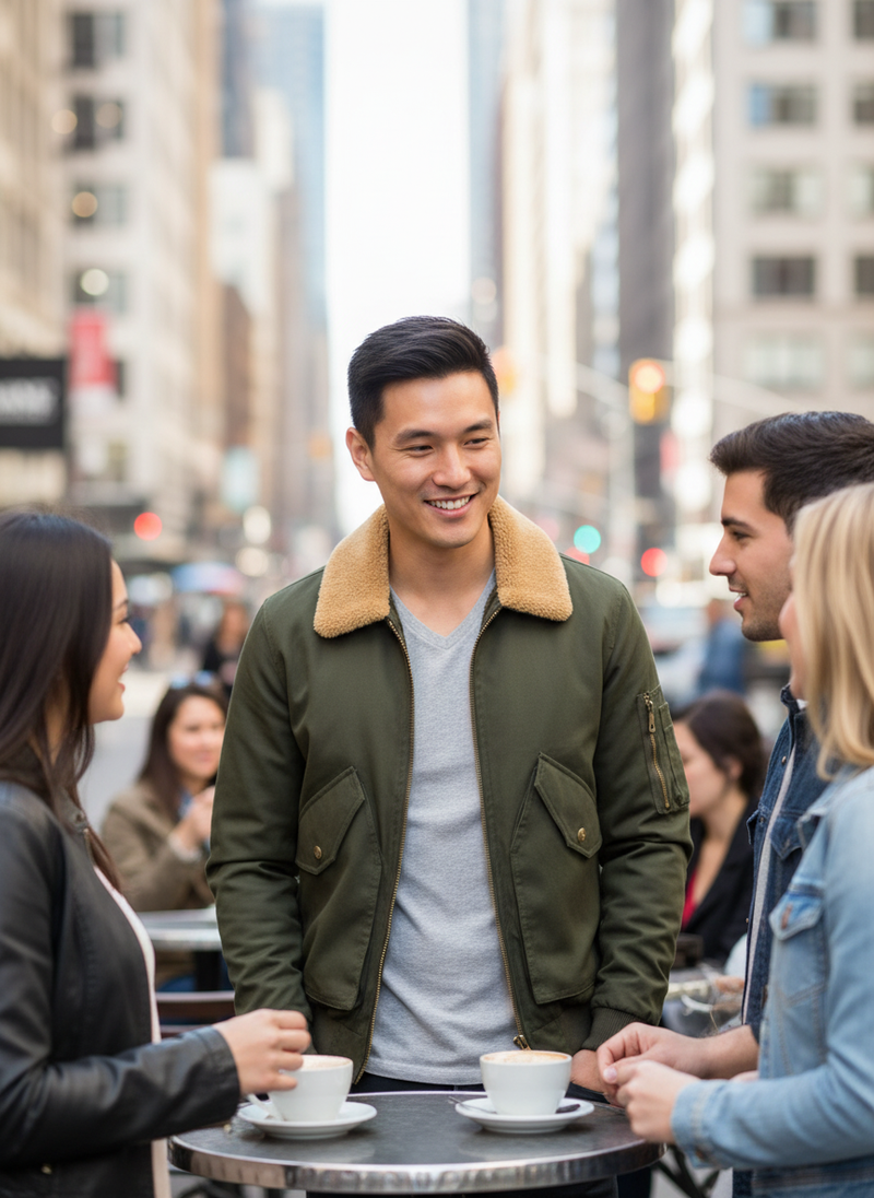 Army Green Bomber Jacket Lifestyle Image 2