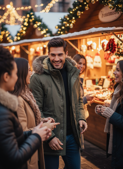 Army Green Fur Hooded Winter Coat Lifestyle