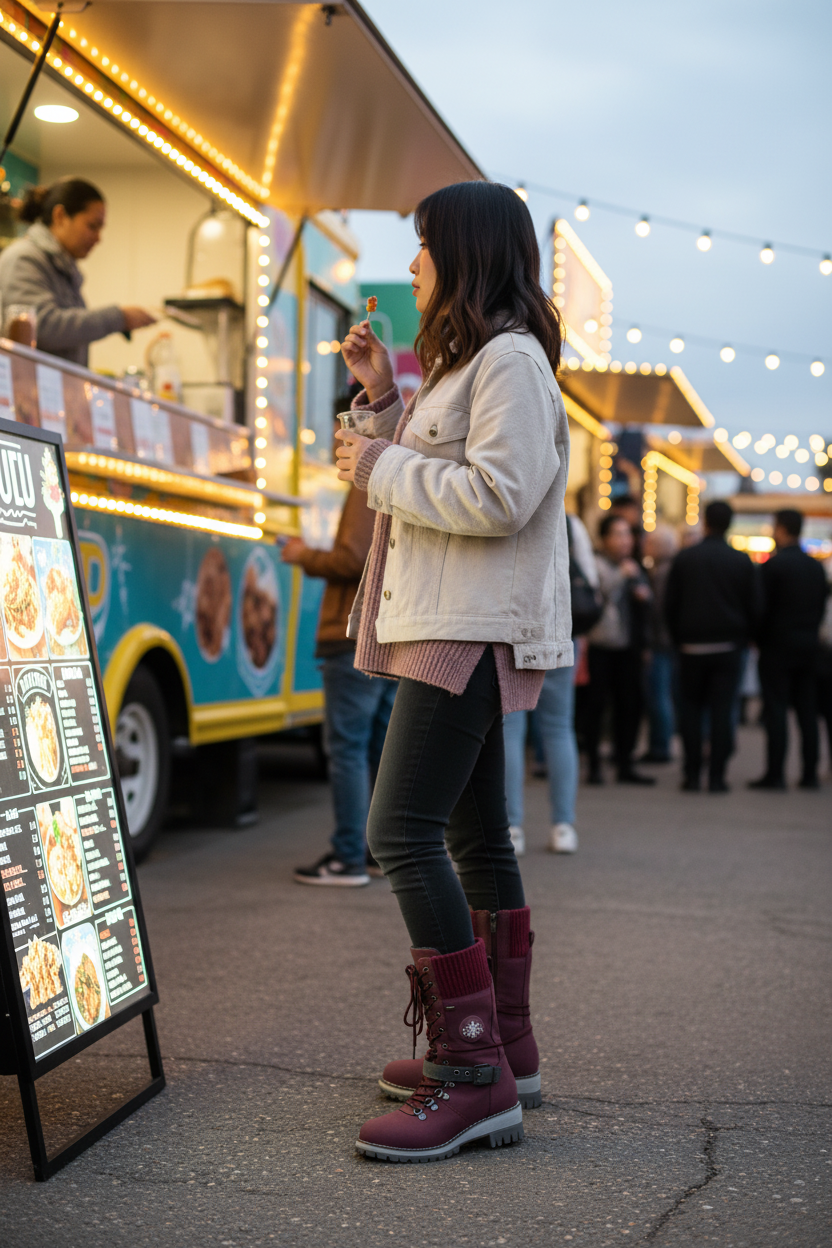 Asian woman at food truck festival - portrait