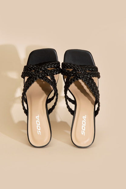 KELLAN-S Double Cross Braided Strap Heels