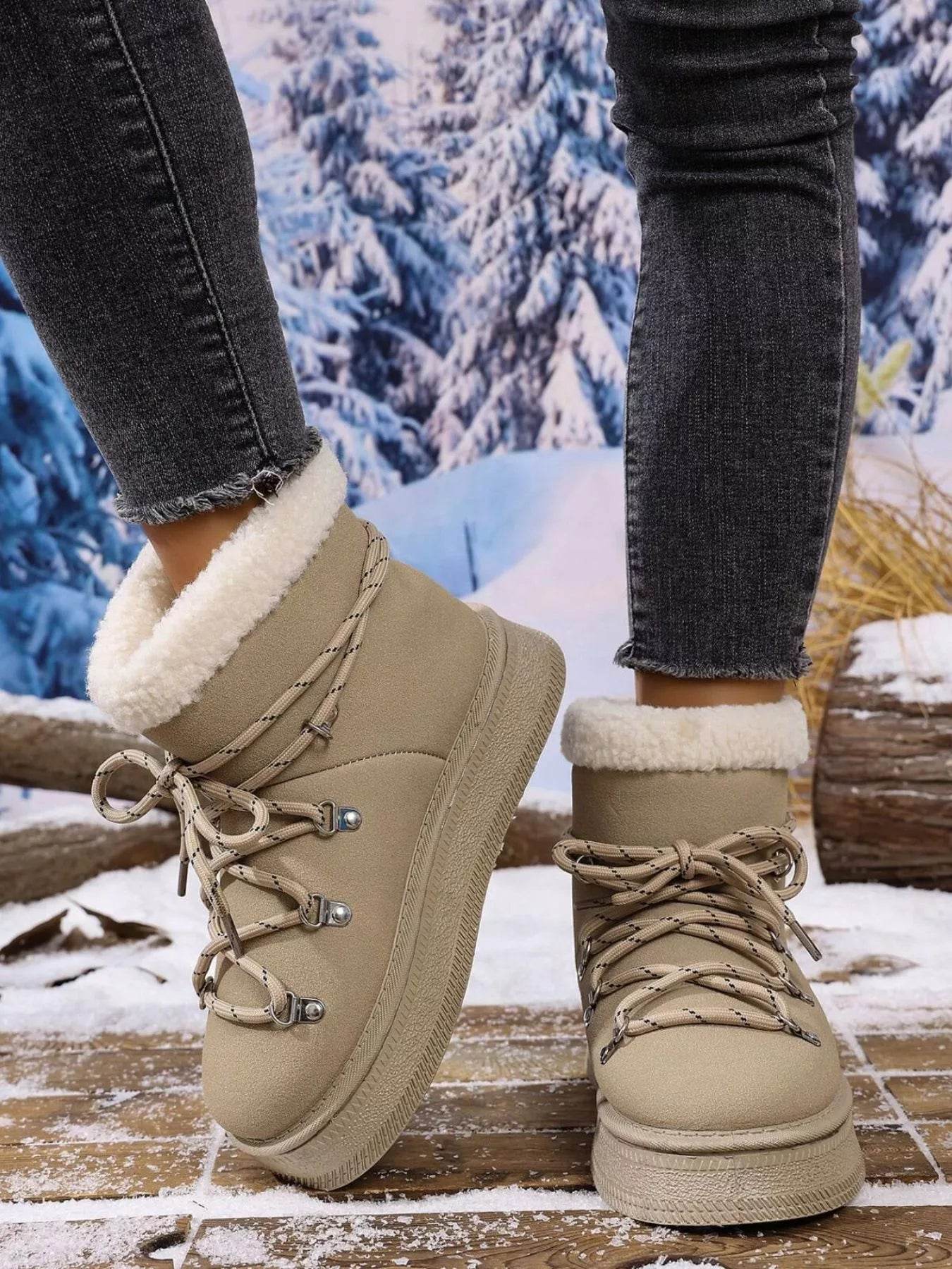 Round Toe Platform Boots - Fashions Envy