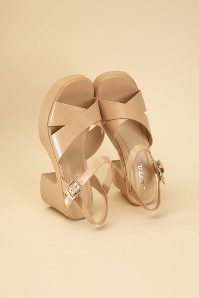 TOUCH-S Crisscross Sandal Heels - Fashions Envy
