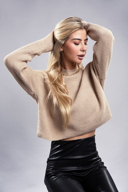 Mock Neck Long Sleeve Pullover Sweater