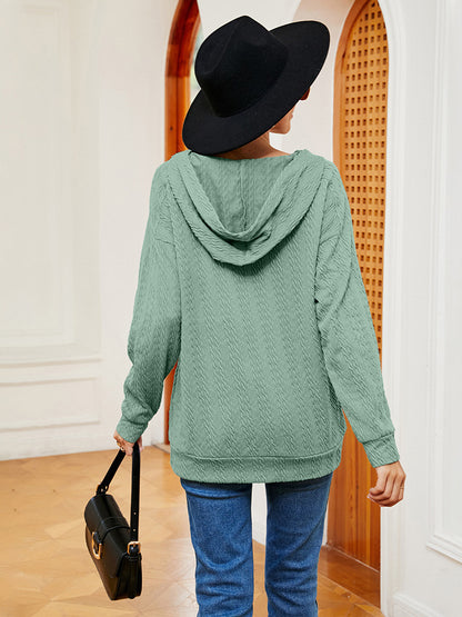 Lace-Up Long Sleeve Hoodie - Fashions Envy