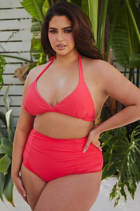 Plus Size High Waist with Ruched Front Bikini Swimsuit