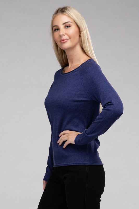 Long Sleeve Viscose Round Neck Basic Sweater