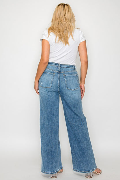 Full Size High Rise Wide Leg Jeans with Pockets