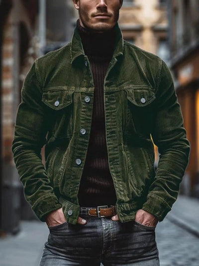 Corduroy Button-Down Jacket Men - Classic Fit Outerwear - Fashions Envy