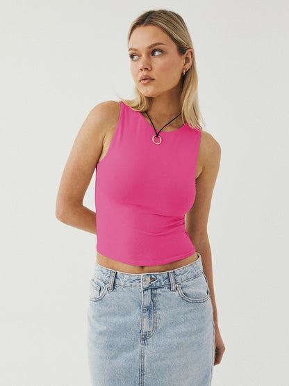 Round Neck Cropped Tank - Fashions Envy
