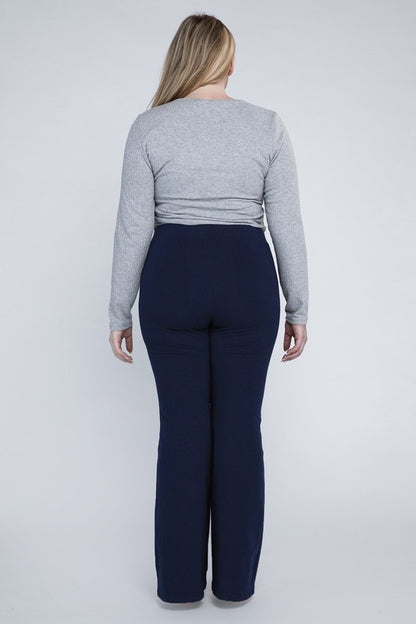 Plus Everyday Elastic Waist Flare Bottoms