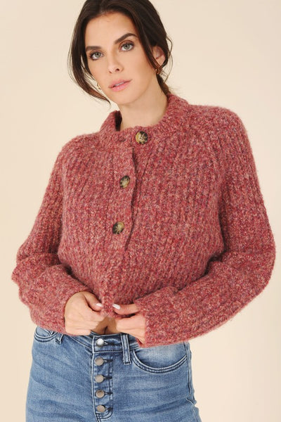 Melange Raglan Sleeve Multicolor Sweater Top - Fashions Envy