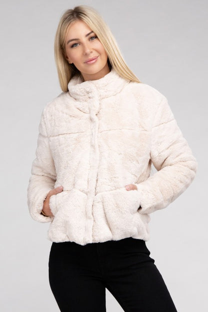 Fluffy Zip-Up Sweater Cozy Jacket