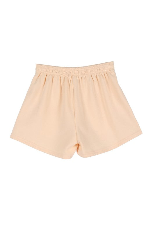 Solid Cream Stretch Sweat Shorts