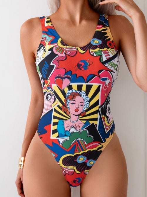 One-piece Thong Swimsuit - Sexy Art Deco Style - Fashions Envy