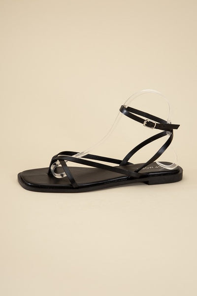 Squared Off Open Toe Flat Sandals