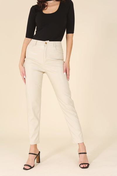 Vegan No Stretch Leather Pants - Fashions Envy