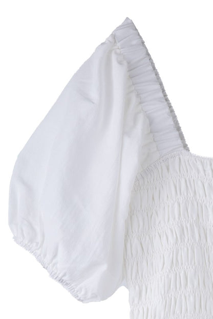 Tiered Midi Dress with Puff Sleeves