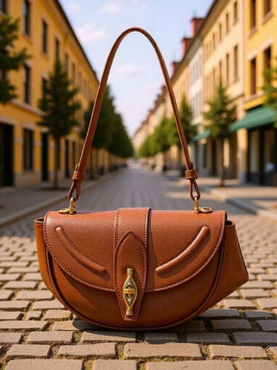 Saddle Shoulder Bag - Vintage Leather Small Design - Fashions Envy