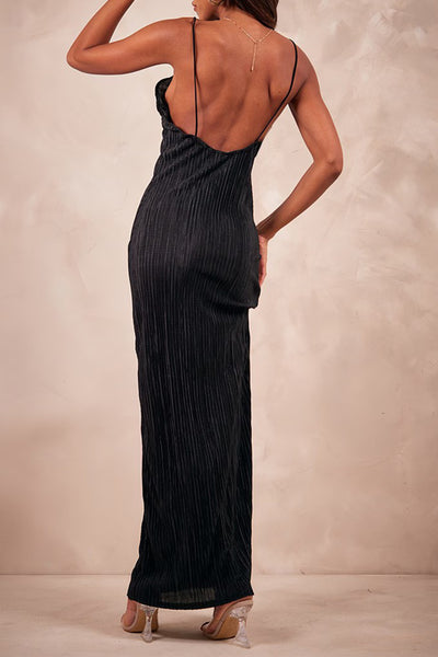 Backless Printed Maxi Cami Dress - Fashions Envy