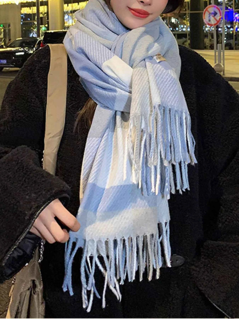 Fringe Plaid Scarf