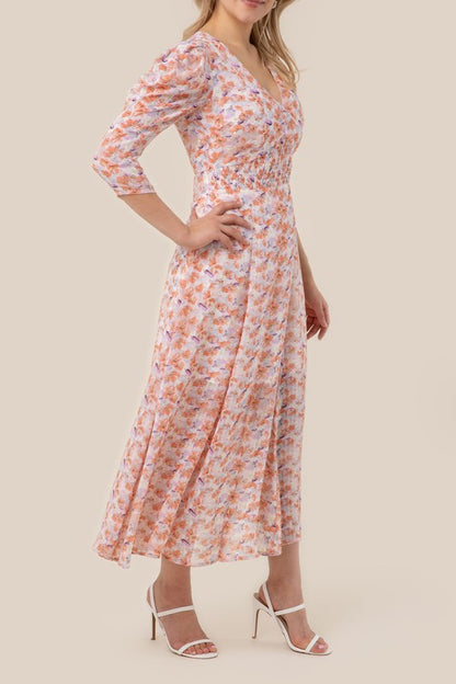 Floral Print V-neck Maxi Dress