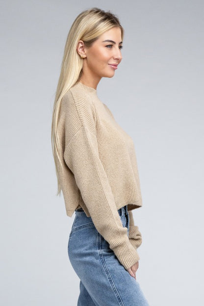 Mock Neck Long Sleeve Pullover Sweater