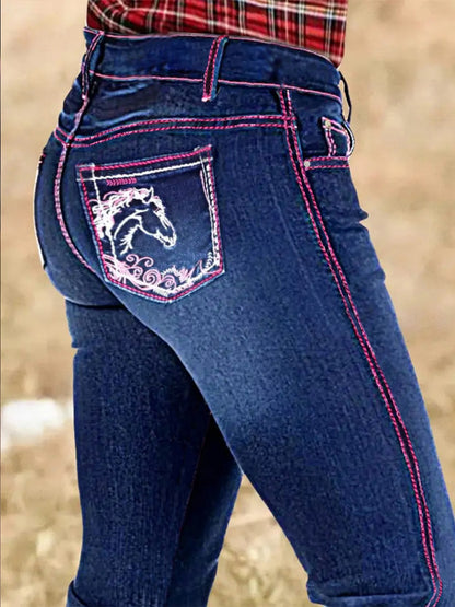 Rodeo Dreams Jeans - Western Bootcut Horse Embroidery Denim