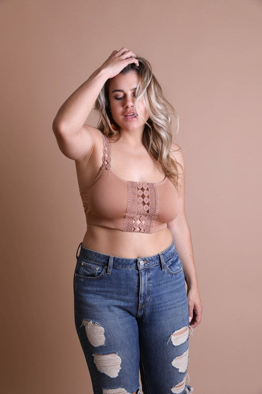 Boho Eye Lace Applique Bralette Plus Size