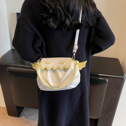 Halloween Pumpkin Crossbody Bag - Cartoon Shoulder Bag with Wings
