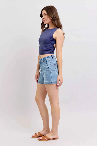 Judy Blue Denim Shorts - Mid Rise Medium Wash