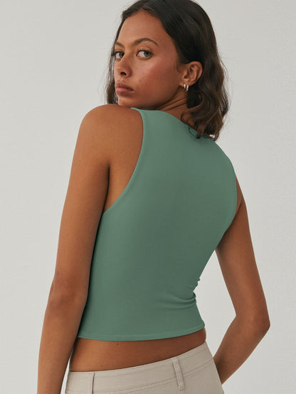 Round Neck Cropped Tank - Fashions Envy