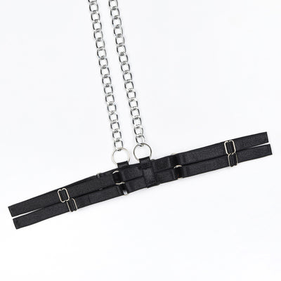 Embroidered Mesh Lingerie Set - 5PC Detachable Contrast Color