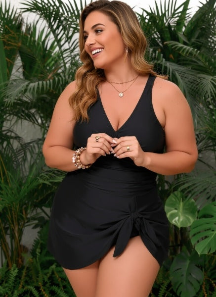 Black One-piece Casual Swimsuit