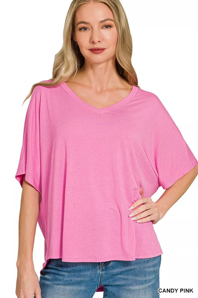 Zenana V-neck Oversized Top & Pants Set - Fashions Envy