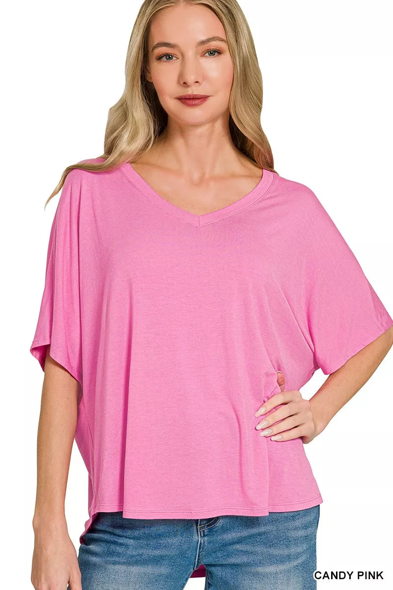 Zenana V-neck Oversized Top & Pants Set - Fashions Envy